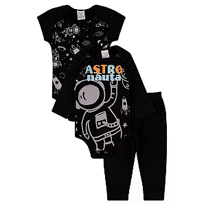 Kit Body 3 peças Bebê Menino Astronauta