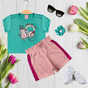 Conjunto Juvenil Verão Menina Music Verde