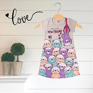 Vestido Infantil Verão Choose Your New Cinza