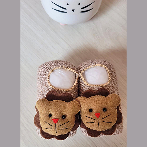 Sapatinho Bebê Tricot Gato Marrom