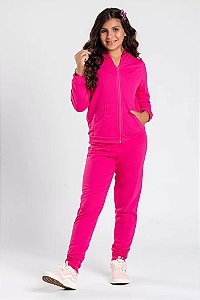 Conjunto Moletom Infantil Menina Jaqueta Pink