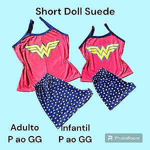 Short Doll Infantil Mulher Maravilha