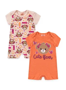 Kit c/ 2 Macacões Verão Bebê Menina Cute Bear