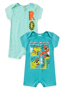 Kit c/ 2 Macacões Verão Bebê Menino Dino Acqua