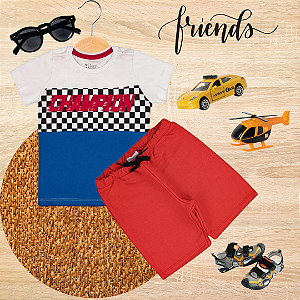 Conjunto Infantil Verão Menino Champion Bandeirada