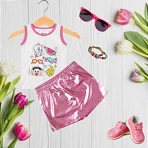 Conjunto Infantil Menina Verão Magali Rosa
