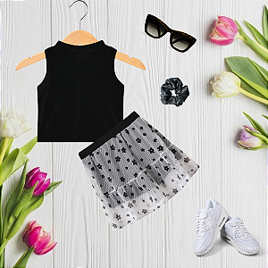 Conjunto Infantil Menina Tule Florido