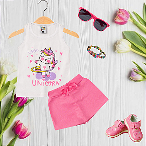 Conjunto Infantil Menina Unicorn Branco