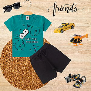 Conjunto Infantil Verão Menino Deep Sea Explorer Verde