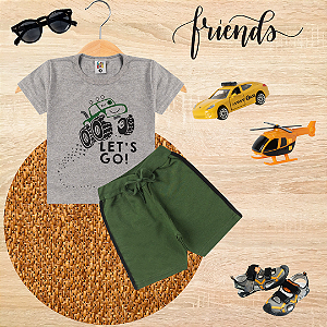 Conjunto Infantil Verão Menino Lets Go Cinza