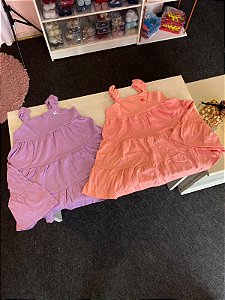 Vestido Regata Babados Malha Pipoquinha Pêssego