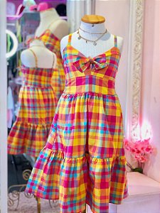 Vestido Aurora Infantil Xadrez Candy