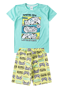Conjunto Infantil Verão Menino Game On Verde Água