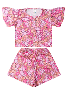 Conjunto Infantil Verão Menina Ursinhas Cute