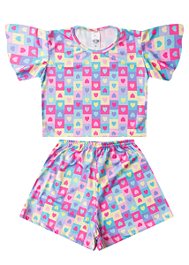 Conjunto Infantil Verão Menina Coração das Bloqueirinhas