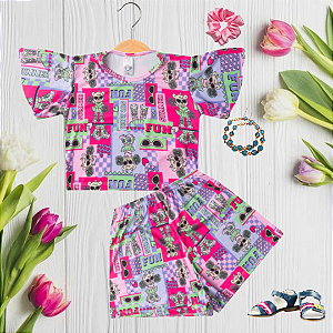 Conjunto Infantil Verão Menina Ursinha Lider de Torcida