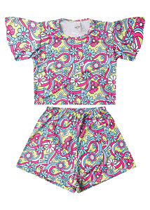 Conjunto Infantil Verão Menina Flores do Jardim