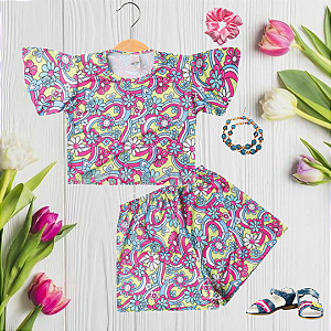 Conjunto Infantil Verão Menina Flores do Jardim