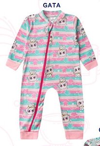 Macacão Bebê Menina Longo Céu Cat