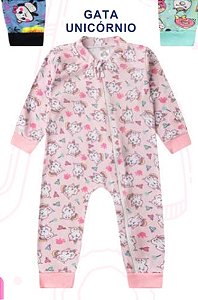 Macacão Bebê Menina Longo Cat Unicórnio