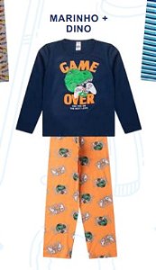 Pijama Menino Manga Longa Dino Game