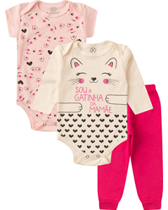 Kit Body 3 peças Bebê Sou a Gatinha da Mamãe