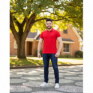 Camisa Polo Adulto Vermelha