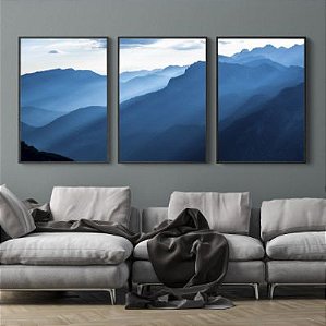 NUVENS MONTANHAS AZUL | Kit Quadros Decorativos.