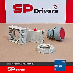 BOTAO CEW-BFM1-01000000-3VF FACEADO ECONOMICO PULSADOR VERMELHO 22 mm DE RESINA TERMOPLASTICA Ui=690 Volts