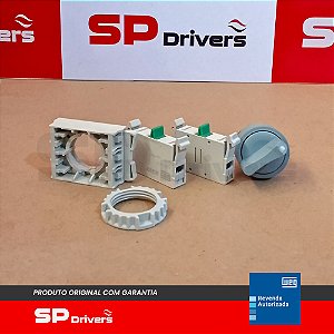 COMUTADOR CEW-CKM3RE45-20000000-3VF KNOB ECONOMICO COM RETORNO A ESQUERDA 22 mm DE RESINA TERMOPLASTICA Ui=690 Volts