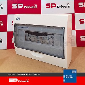 QUADRO DE DISTRIBUICAO DE PLASTICO DE SOBREPOR, COM TAMPA ACRILICA FUME QDW02 VAZIO, PARA 12 MINIDISJUNTORES