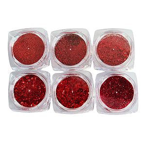 Estojo de Glitter Vermelho com 6 Unidades