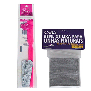 Kit Suporte para Lixa de Unhas Rosa e Refil 100 unidades