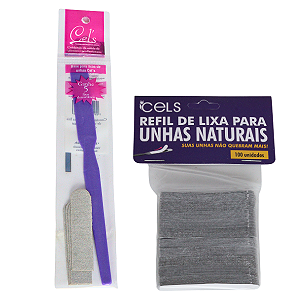 Kit Suporte para Lixa de Unhas Roxo e Refil 100 unidades