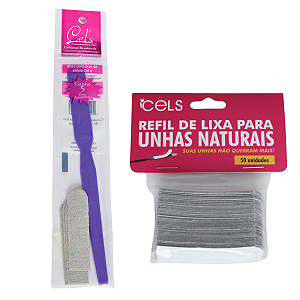 Kit Suporte para Lixa de Unhas Roxo e Refil 50 unidades