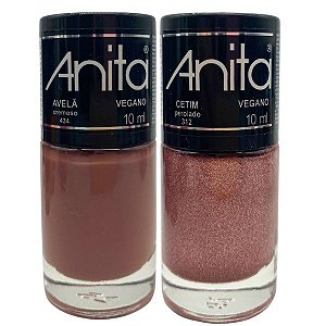 Kit Esmalte Dois Tons  Avelã e Cetim - Anita