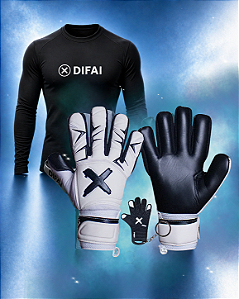 KIT LUVAS DIFAI SPIDER BRANCA + CAMISETA TÉRMICA