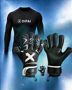 KIT LUVAS DIFAI SPIDER PRETA + CAMISETA TÉRMICA