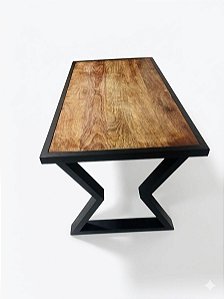 Mesa De Jantar Industrial Tampo Madeira Maciça