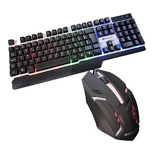 KIT TECLADO E MOUSE LED C FIO BS-503 - BANSON TECH JOGOS RETROILUMINADO