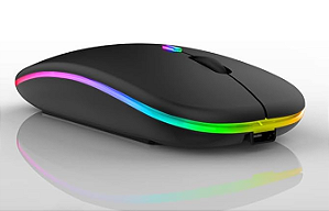 MOUSE SEM FIO RECARREGÁVEL ÓPTICO WIRELESS – LEY-180 2.4GHZ LED RGB COLORIDO