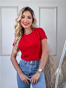 TSHIRT FEMININA ALGODÃO  LISA VERMELHA