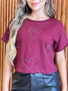 *CROPED* FEMININA ALGODÃO MICKEY TOTAL   / MARSALA
