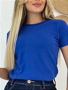 TSHIRT FEMININA ALGODÃO  LISA  AZUL BIC