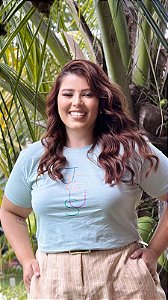 TSHIRT PLUS  SIZE FEMININA JESUS / AZUL BEBE