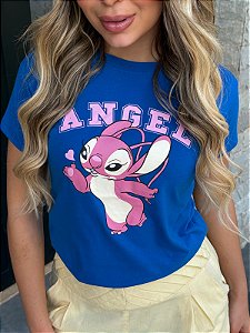 TSHIRT FEMININA ALGODÃO ANGEL / AZUL ROYAL