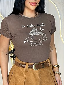 TSHIRT FEMININA ALGODÃO COFFE / MARROM