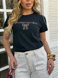 TSHIRT FEMININA ALGODÃO ABSOLUT LAÇO / PRETA