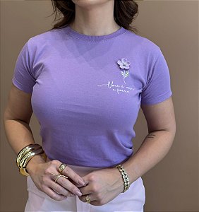TSHIRT FEMININA ALGODÃO CANDY VOCE É AMOR E POESIA / LILAS