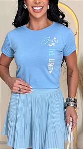 TSHIRT FEMININA ALGODÃO JESUS / AZUL BEBE
